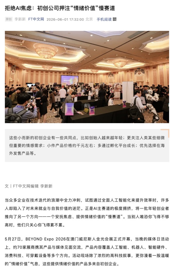 FT Chinese feature on emotional-value AI products